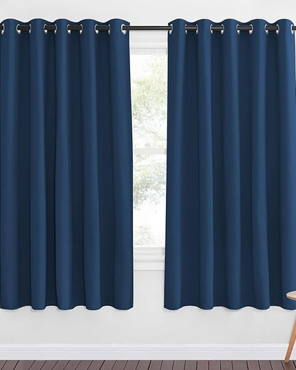 NICETOWN 66 Inch Long Blackout Curtains for Bedroom Living Room, Thermal Insulated Room Darkening Curtains, Light Blocking Blackout Drapes for Bedroom, 66" W x 66" L, 1 Panel, Moroccan Blue