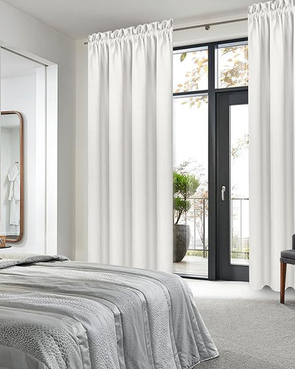 DWCN Blackout Curtains Thermal Insulated, Energy Saving & Noise Reducing Bedroom and Living Room Curtains, Ivory, W 42x L 72 Inch, Set of 2 Rod Pocket Curtain Panels