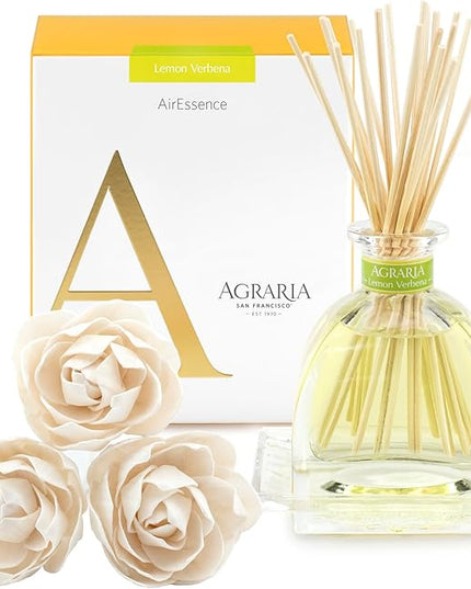 AGRARIA AirEssence Flower and Reed Diffuser Set, Handmade Sola Flower Botanical Home Fragrance Set, Scented Oil Reed Diffuser Gift for All Occasions