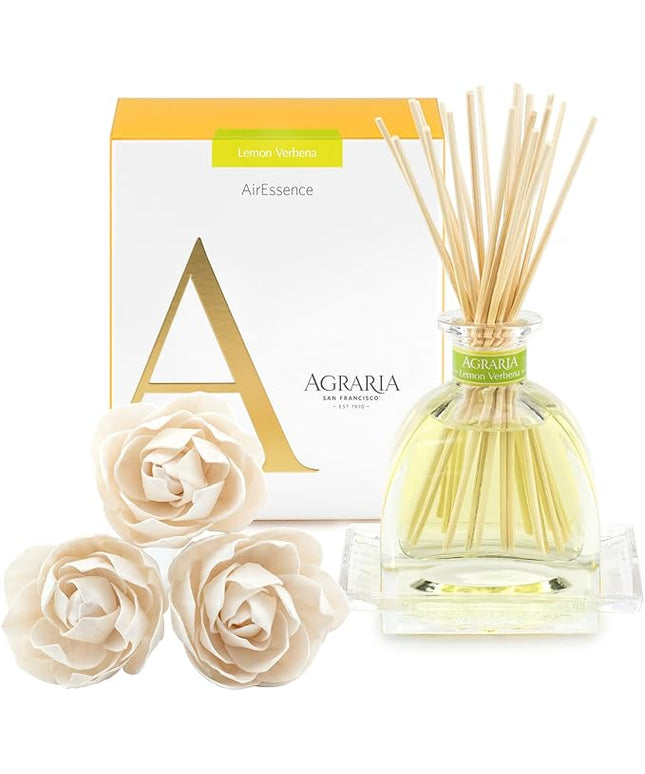 AGRARIA AirEssence Flower and Reed Diffuser Set, Handmade Sola Flower Botanical Home Fragrance Set, Scented Oil Reed Diffuser Gift for All Occasions