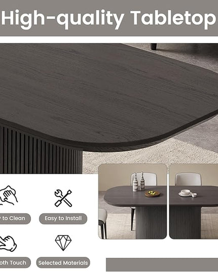Guyii 70" Oval Dining Table Set with 4 Chairs, Modern Kitchen Table Set, Indoor Rectangular Dining Room Table for Kitchen, Bar, Living Room, Home, Black