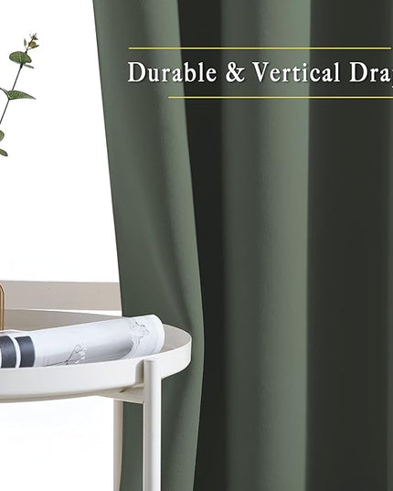 NICETOWN Privacy Blackout Doorway 80 inch Curtains, Grommet Light Blocking Window Treatments Thermal Drapes for Bedroom/Living Room, W46 x L80, 2 Panels, Dark Mallard