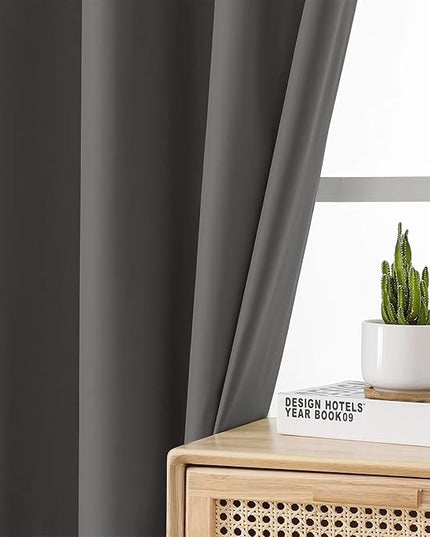 Joydeco Blackout Curtains, 2 Panels Sets, 52x72 Inches, Grey, Grommet, Thermal Insulation, Room Darkening, for Bedroom & Living Room