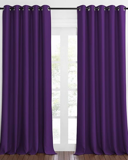 NICETOWN Patio Blackout Curtain Panels - Extra Wide Sliding Door Thermal Insulated Drape, Privacy Room Divider Curtain for Bedroom Office (Royal Purple, 66 x 118 Inch Long)