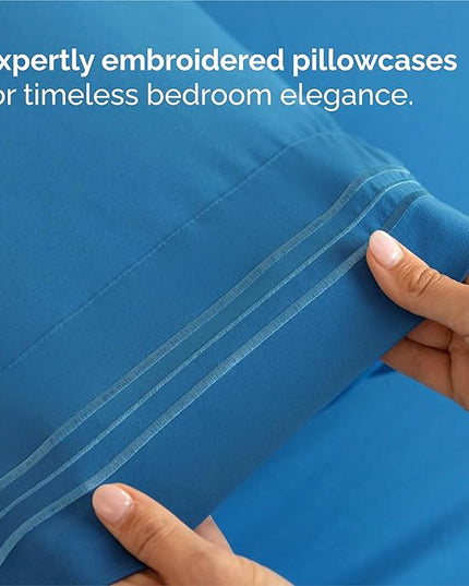 King Size 4 Piece Sheet Set - Comfy Breathable & Cooling Bed Sheets Set - Hotel Luxury Bedding for Women, Men, Kids, Teens, Boys & Girls - Deep Pockets, Soft and Wrinkle Free - Oeko-Tex - Denim Blue