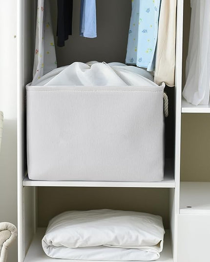 TheWarmHome Organization and Storage Basket for Shelves - Extra Jumbo 3 Pack 20.5x15.8x13.8 inch Cube Storage Bins for Toy Closet Box Home Organizer Gift (White)