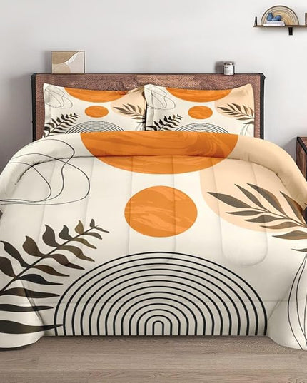 Twin Size Comforter Set with Pillowcase, Contemporary Mid Century Geometric 2 Pcs Bedding for Kids and Adults, Boho Rainbow Sun Soft Comforter Set for Bedroom Bed Decor