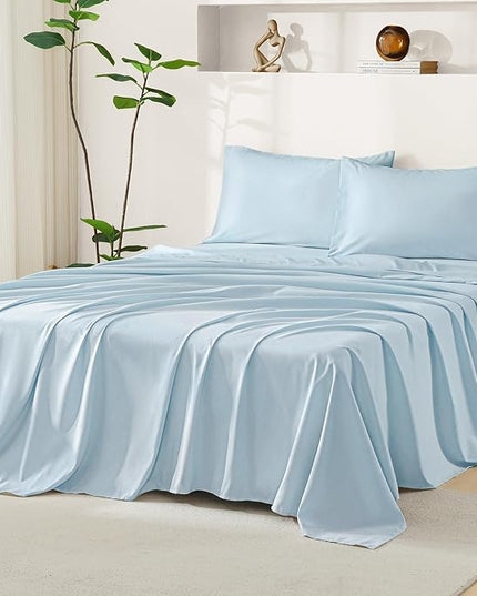 Litanika Light Blue Queen Size Comforter Set with Sheets - 7 Pieces Bed in a Bag Queen Boho Tufted Complete Bedding Sets with Comforter, Sheets, Pillowcases & Shams