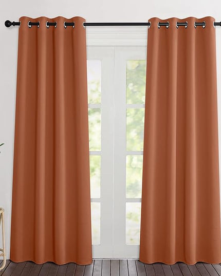 NICETOWN Burnt Orange Curtains 84 inches Long, Grommet Room Darkening Thermal Insulated Sound Dampening Window Treatments for Bedroom/Home Office, 2 Panels, W46 x L84