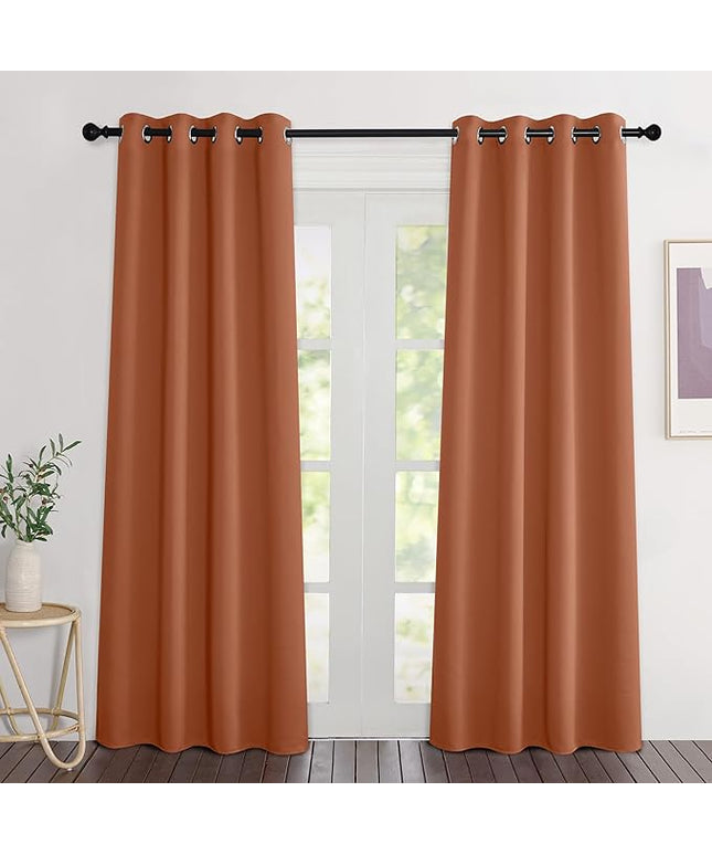 NICETOWN Burnt Orange Curtains 84 inches Long, Grommet Room Darkening Thermal Insulated Sound Dampening Window Treatments for Bedroom/Home Office, 2 Panels, W46 x L84