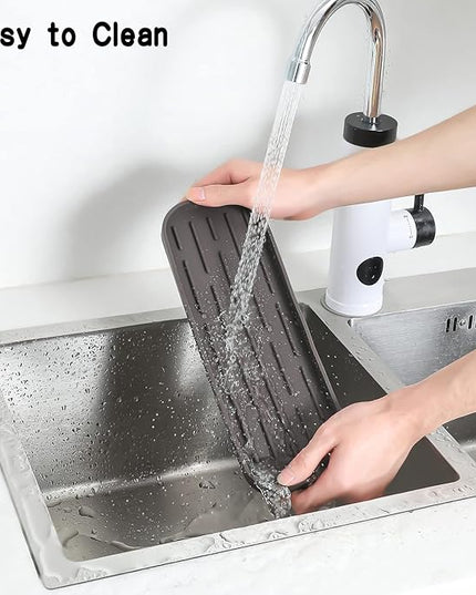 Silicone Kitchen Sink Organizer Tray for Multiple Usage,Eco-Friendly Sponges Holder for Kitchen Bathroom Counter or Sink,Dish Soap Dispenser,Scrubber,Bottle,Cup (Coffee, 12"×4")