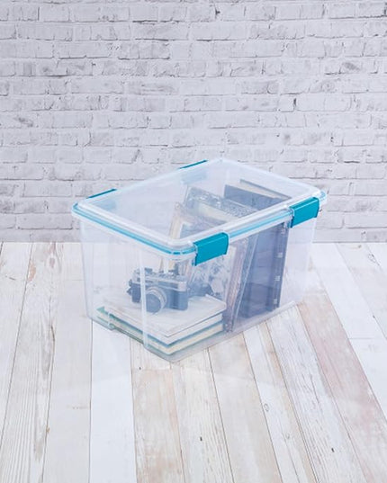 Sterilite 16-Pack Gasket Box, Weather-Resistant Storage Bins with Latching Lids, 54 Quart - Heavy-Duty Organizing Containers for Closet, Bathroom, and Office