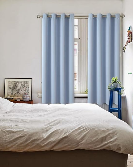 BGment Blackout Curtains for Living Room - Grommet Thermal Insulated Room Darkening Curtains for Bedroom, 2 Panels of 52 x 63 Inch, Spa Blue