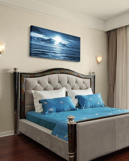 hyidecorart Beach Wall Art Canvas Print, Blue Ocean Waves Seascape Painting for Living Room, Bedroom, Office & Bathroom Coastal Home Decor Natural Sea Landscape Print Artwork 20x40inch