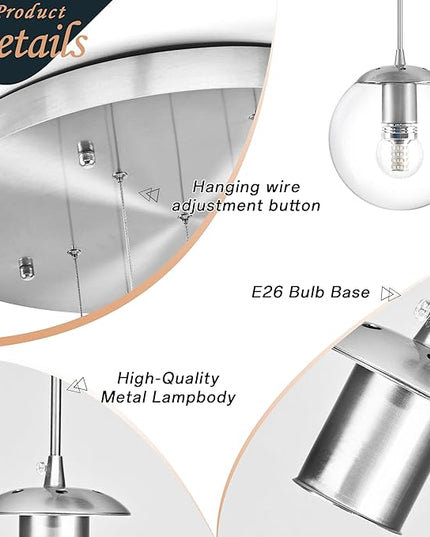 KoKo&Yukina 12-Light Nickel Mid Century Modern Chandelier for Living Room Staircase Chandelier for Entryway Clear Globe Glass Chandelier High Ceiling Chandeliers Foyer Entryway (Bulb & Remote Incl.)