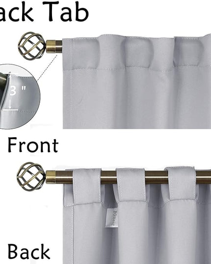 BGment Rod Pocket and Back Tab Blackout Curtains for Bedroom - Thermal Insulated Room Darkening Curtains for Living Room, 2 Window Curtain Panels (52 x 63 Inch, Light Grey)