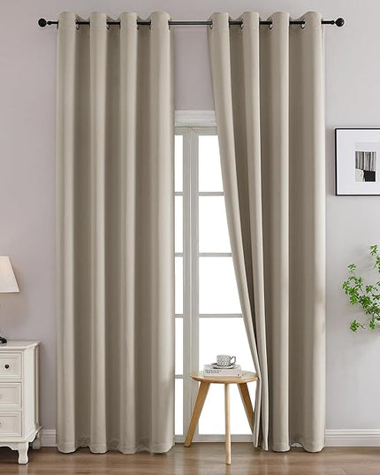 Simplebrand Stone Curtains for Bedroom Living Room 96 Inches Long 2 Panels Set, Room Darkening Thermal Insulated Curtains & Drapes, Solid Grommet Noise Reducing Window Treatment, W50 x L96 Inch