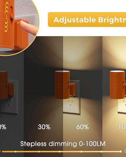 L LOHAS LED Night Light, Modern Night Lights Plug into Wall, 2 Pack Dusk to Dawn Sensor Nightlights, 3000K 0-100LM Adjustable Brightness, Dimmable Night Lights for Hallway Bedroom Stairway