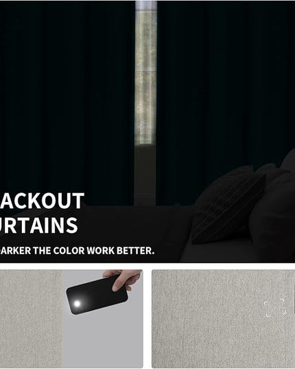 Easy-Going Linen Look Blackout Curtain 42x63 Inch Window Curtain Drapes for Bedroom, Living Room Thermal Insulated Room Darkening (Set of 2 Panels, Natural)