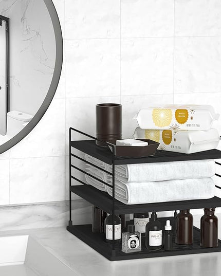 Upgraded Cabinet Organizers and Storage -Divided Compartment Holder for Plastic Bag, Wrap, Foil, Snack and Box for Kitchen and Pantry Organization and Storage, Kitchen Organization(Black)