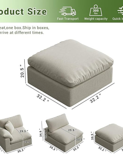 Oversize Cloud Modular Sectional Sofa,Chaise Down Filled Comfort Sofa Detachable Couch Cushion Covers for Living Room Apartment
