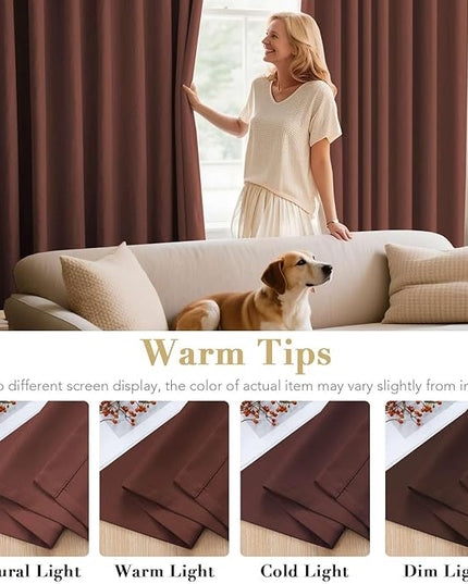 H.VERSAILTEX Blackout Curtains for Bedroom Thermal Insulated Room Darkening Living Room Curtains 63 Inch Long Grommet Privacy Protection Window Curtain Panels/Drapes for Nursery, 2 Panels, Rust