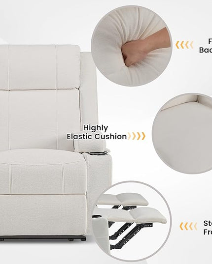 Loveseat Recliner, Loveseat Sofa with Adjustable Footrest, Wall Hugger Recliner for Living Room & Home Theater & RV(Beige)