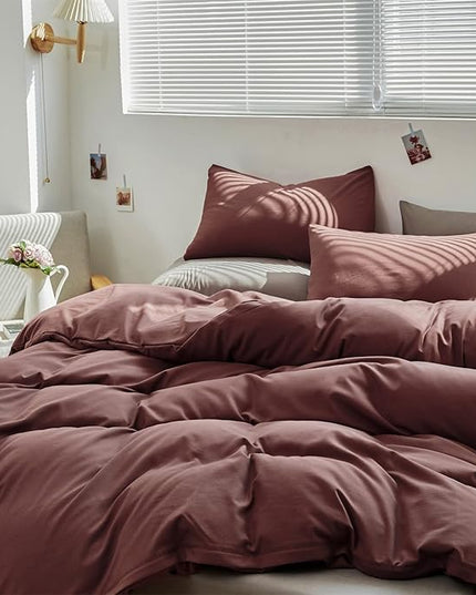 CLOTHKNOW Brick Red Comforter Set King Brownish Bedding Comforter Sets Rust Red Comforter King Soft Blackish Comforter with 2 x Pillow Cases