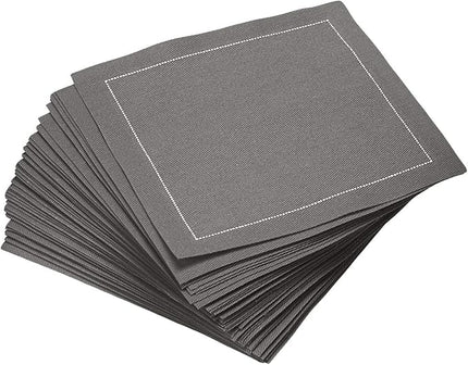 Five Star Napkins Cotton Cocktail Napkins, Beverage Napkin, Bar Napkin, Party Napkins, Small Napkins, Napkins for Events, Holidays, Weddings, Parties 4.5" x 4.5" - Single Use (50 x) Anthracite