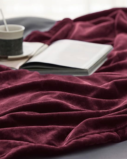 Bedsure GentleSoft Fleece Blanket Twin Size Burgundy - 300GSM Lightweight Plush Fuzzy Cozy Soft Warm Blanket for Bed, Sofa, Couch, Travel, Camping, 60x80 inches