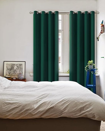 BGment Green Blackout Curtains 72 Inch Length 2 Panels Set, Grommet Thermal Insulated Room Darkening Curtains for Bedroom, Each 46 x 72 Inch