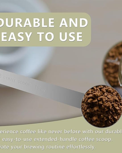 2PCS 2 Teaspoon Coffee Scoop, 9.1" Long Handle Measuring Spoon, 2tsp (10 ml) Stainless Steel Scooper