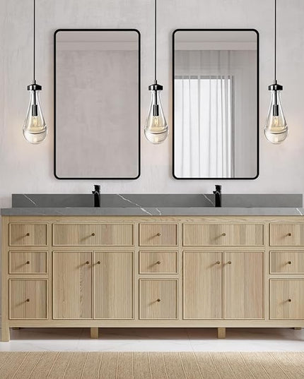 Modern Raindrop Pendant Lights, Pendant Lights for Kitchen Island, Black Brass Base Dining Room Light Fixtures, Interior Chandelier in The Living Room Hallway, Including Bulb