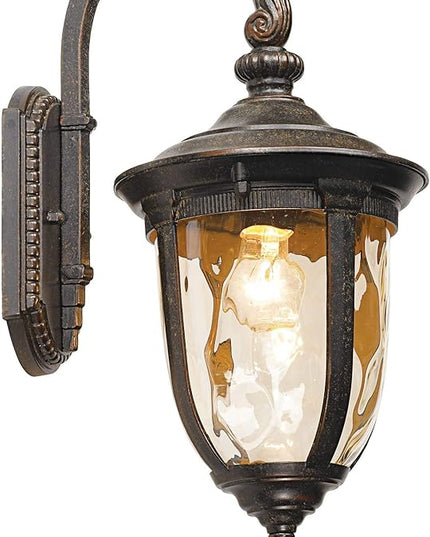 John Timberland Bellagio European Outdoor Carriage Light Fixture Bronze Metal 16 1/2" Hammered Glass Wall Sconce for Exterior House Porch Patio Outside Deck Garage Yard Front Door Garden Home