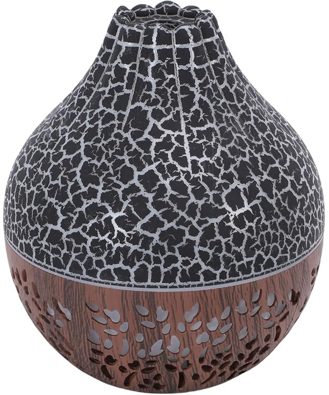 Air Diffuser Humidifier, Wood Grain Ultrasonic Cool Mist, 2 in 1 Aromatherapy Essential Oil Diffuser with Mood Light, Quiet Personal Humidifier for Bedroom Office (Black)