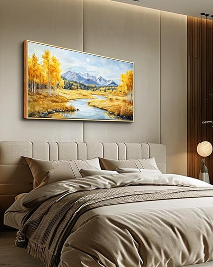 ERQINHUA Large Wall Art For Living Room Canvas Wall Decor For Bedroom Yellow Landscape Wood Frame Farmhouse Restaurant kitchen Home Wall Decorations Art Print Beach Posters Ready To Hang 20"X40"