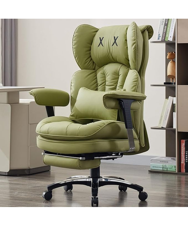 Efomao Big and Tall Office Chair with Footrest – High Back Computer Chair with Adjustable Armrests，Executive Office Chair with Wide Seat, Modern Desk Chair for Home Office, Gaming, or Study, Green