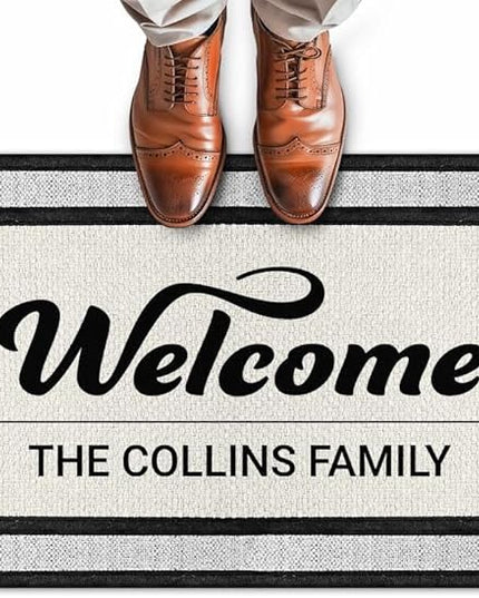 My Sign Center Door Mat, Personalized Doormat, Custom Welcome Mat for Front Door, Indoor/Outdoor,Housewarming Gift, Heavy Duty Slip Resistant Backing, 18x30 Inches, Polyester Top Made in USA
