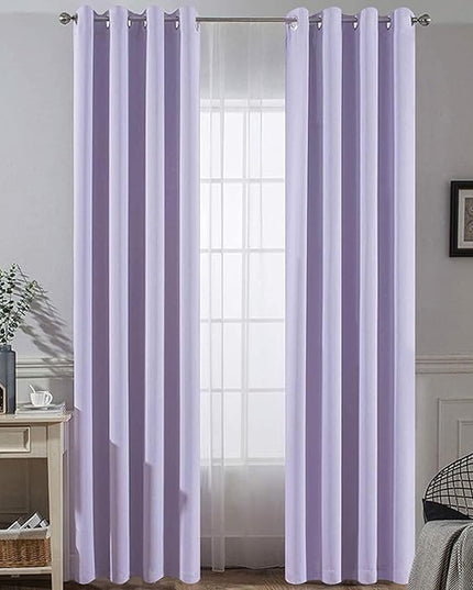 Yakamok Blackout Curtains Room Darkening Thermal Insulated Window Panels,Solid Grommet Top Drapes for Bedroom/Living Room(52Wx90L, Lilac, 2 Panels)