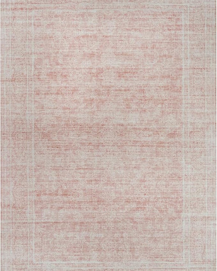 Washable Oriental Area Rug - 9x12 Rugs for Living Room Soft Carpet for Bedroom Waterproof Floral Distressed Indoor Stain Resistant Non-Shedding Floor Carpets (Pink, 9x12)
