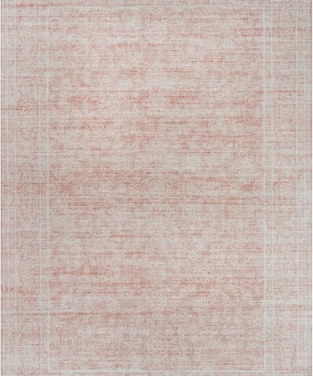 Washable Oriental Area Rug - 10x14 Rugs for Living Room Soft Carpet for Bedroom Waterproof Floral Distressed Indoor Stain Resistant Non-Shedding Floor Carpets (Pink, 10X14)