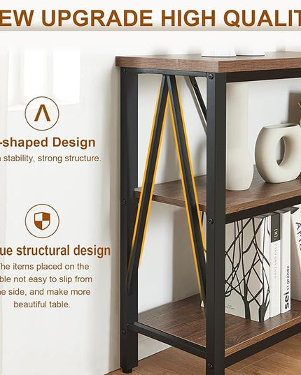 HOMISSUE Entryway Console Table, Rustic Console Table with Wide Storage, Industrial Foyer for Entryway with 3-Tier Open Shelves, Entry Tables for Living Room, Hallway, Brown, 47 Inch