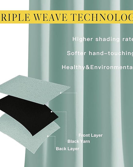 NICETOWN Seafoam Green Curtains 2 Panels 84 inches Long - Grommet Blackout Thermal Insulated Room Darkening Sound Reducing Window Drapes for Living Room/Bedroom, W52 x L84