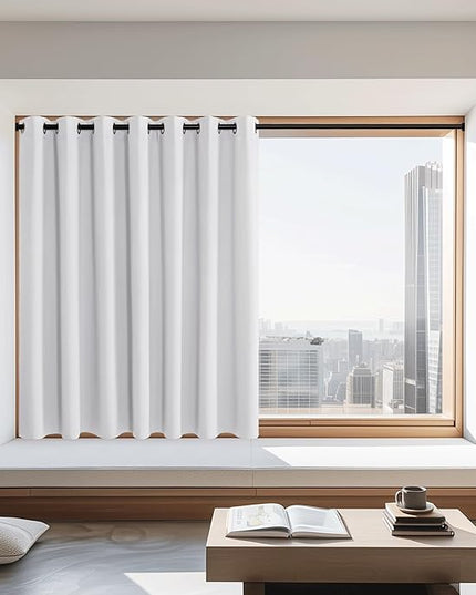 NICETOWN Greyish White Room Darkening 72 inch Curtain, Grommet Thermal Insulated Light Blocking Sound Reducing Window Treatment for Bedroom/Sliding Glass Door, W100 x L72, 1 Panel