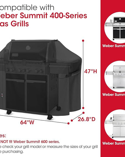 Unicook Grill Cover Compatible with Weber Summit 400 Series, Heavy Duty Waterproof Outdoor BBQ Cover 64 Inch, All-Season Protection Barbecue Gas Grill Protector, Compared to Weber 7108