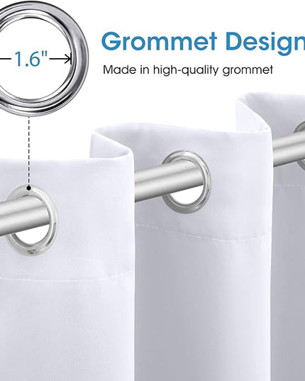 HOMEIDEAS Pure White Curtains for Bedroom 52 X 84 Inch Long 2 Panels Set Curtains/Drapes, Grommet Window Curtains for Living Room