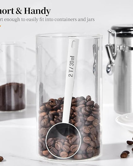 Long Handle Coffee Scoop: 18/8 Stainless Steel 5.98 Inch 2 Tablespoon Metal Measuring Spoon Tbsp Scoop for Coffee Beans, Grounds Coffee, Coffee Powder, Tea, Tall Jars (2Tbsp/30ml)