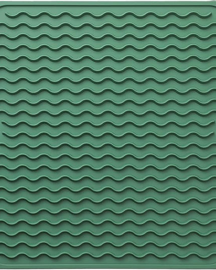 Silicone Dish Drying Mat for Multiple Usage,Easy clean,Eco-friendly,Heat-resistant Silicone Mat for Kitchen Counter or Sink,Refrigerator or Drawer liner Green M 12 inches x 12 inches