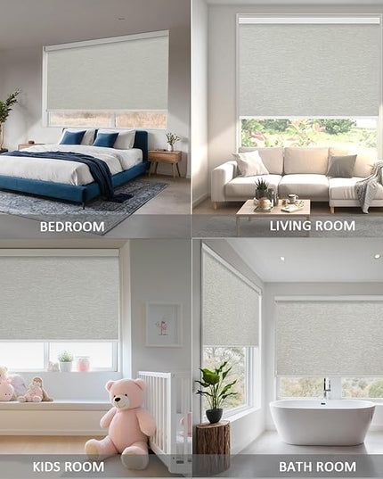 Motorized Blinds with Remote Cordless Automatic Motorized Shades Custom Blinds for Indoor Windows Smart Curtains with Alexa Google Home(Blackout Jacquard Beige,W57 x H72in)