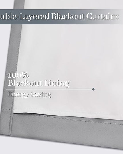 Yakamok Dove Grey 100% Blackout Curtains Grommet Window Treatments with 2 Thick Layers-Light Gray Room Darkening Thermal Insulated Drapes Set of 2 for Bedroom Living Room 52 Inches by 72 Inches length
